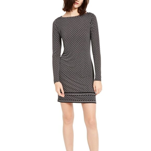 A99 Michael Kors Long-Sleeve Chain-Print Dress XL - Picture 1 of 2